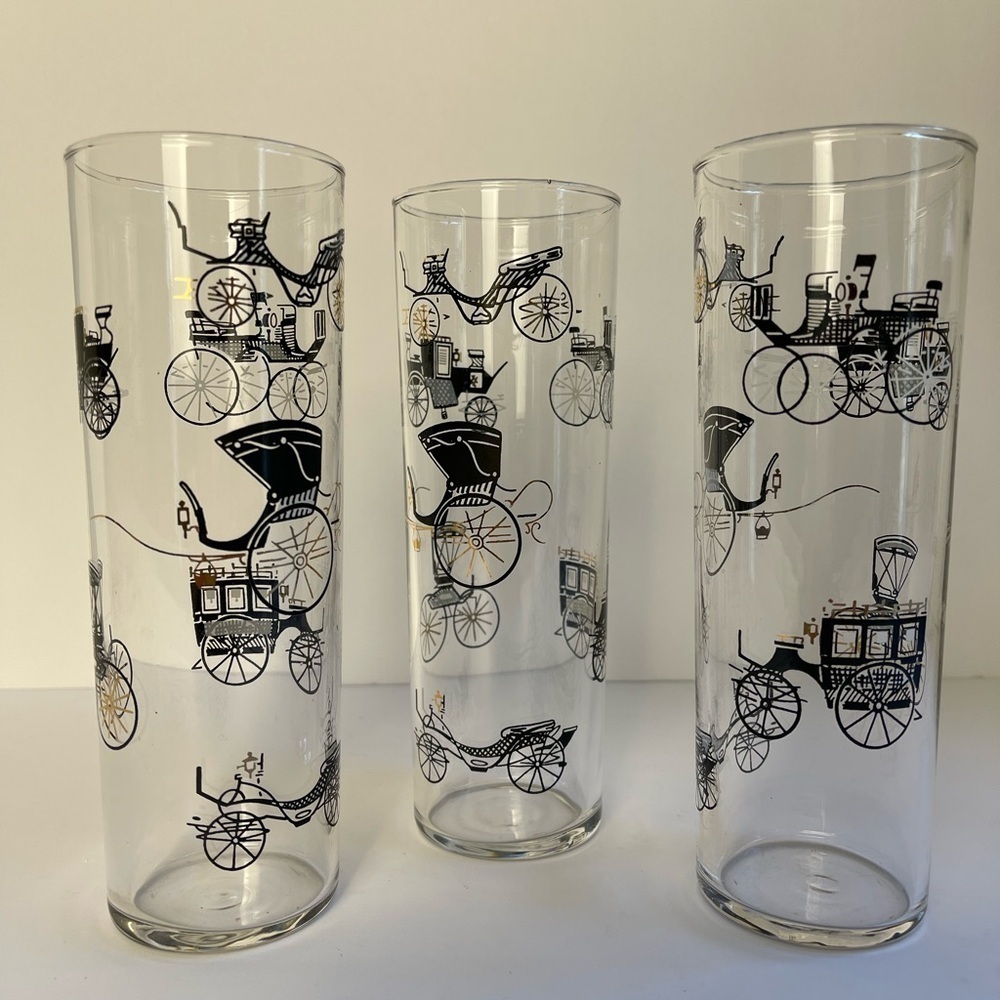 Vintage Libbey Set of Three Stagecoach Highball Glasses